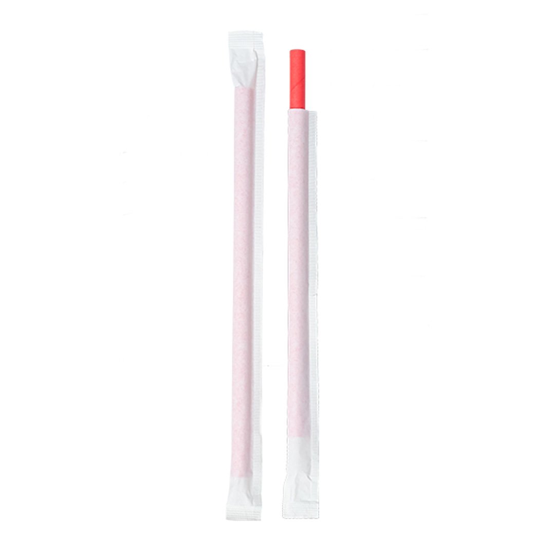 Kırmızı Kağıt Pipet Kağıt Sargılı 8 x 240 mm