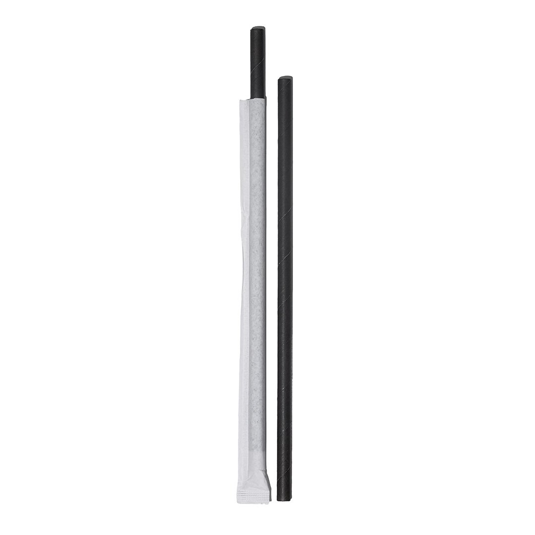 Siyah Kağıt Pipet Kağıt Sargılı 8 x 240 mm