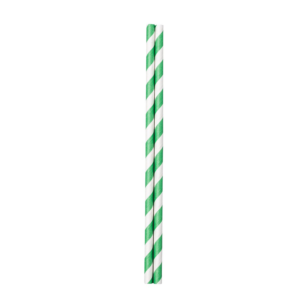 Yeşil Beyaz Kağıt Pipet 6×197 mm